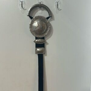 Anthony Alexander Brutalist design 
silver plated leather belt VTG OS